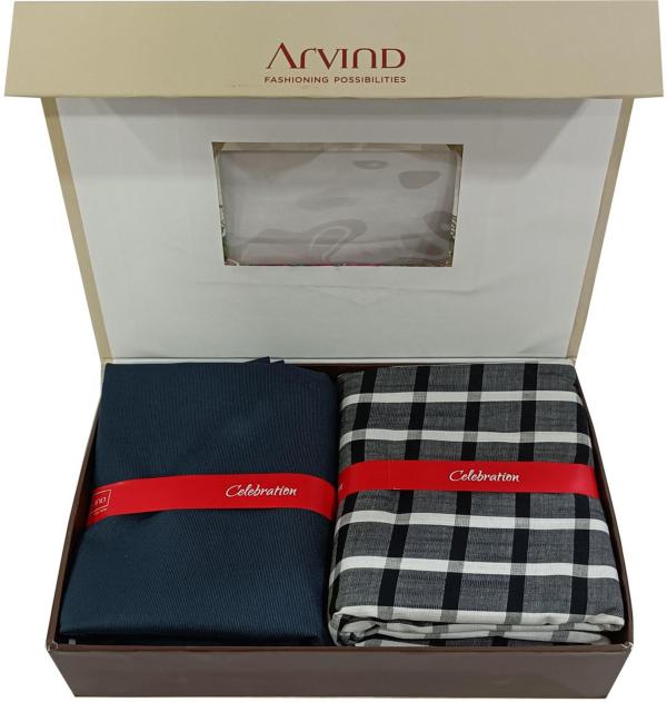Arvind Men Grey Checkered Cotton Shirt And Trouser Fabric JioMart