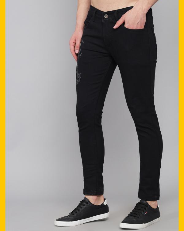 PODGE Men's Slim Fit Black Jeans JioMart