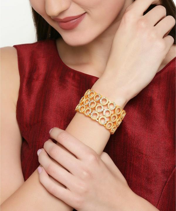 Mahi Gold Goldplated Alloy Crystal Cuff (Women) JioMart
