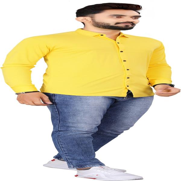 PEARL OCEAN Men Solid Casual Yellow Shirt JioMart