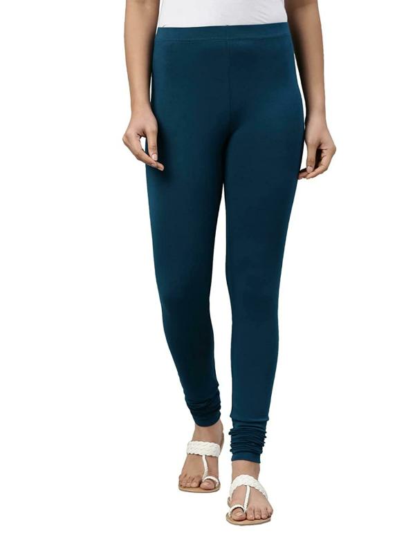 Go Colors Women Blue Solid Stretch Leggings JioMart