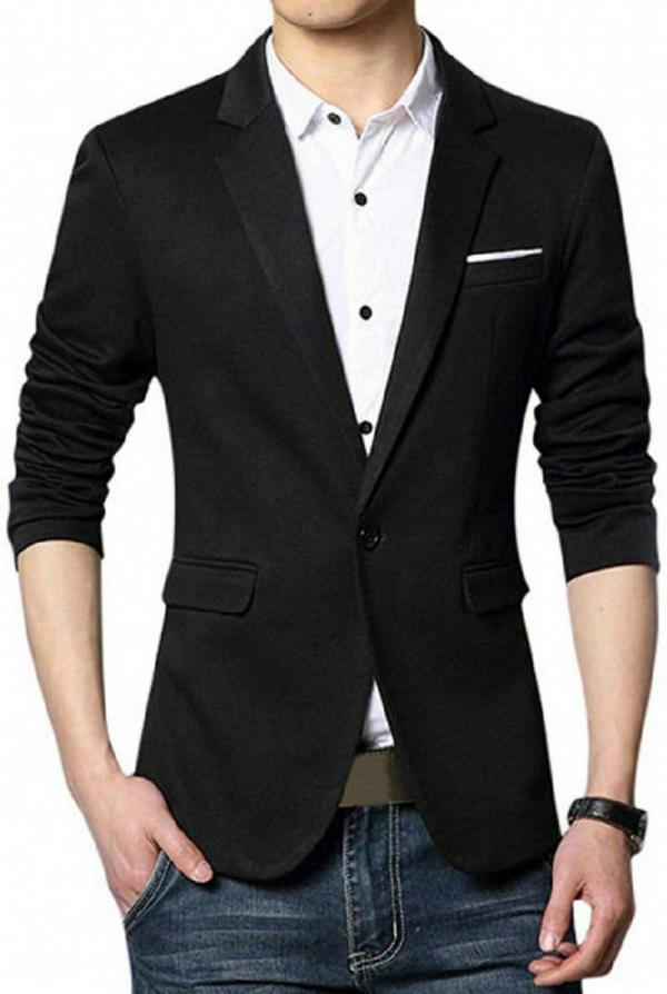 Trulyfeb Men Black Solid Cotton Blend Blazer JioMart