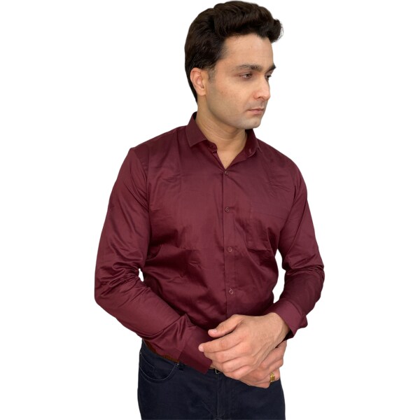 ZOYANIFormal Maroon Dress Shirt for Men Long Sleeve Shirt 80S 100
