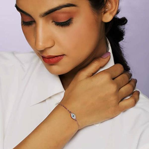 GIVA Sterling Silver Rose Gold Evil Eye Bracelet For Women JioMart
