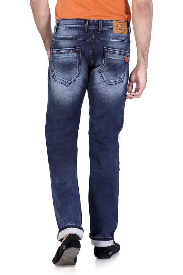 FLAGS Mens Dark Blue Faded Cotton Slim Fit Jeans JioMart