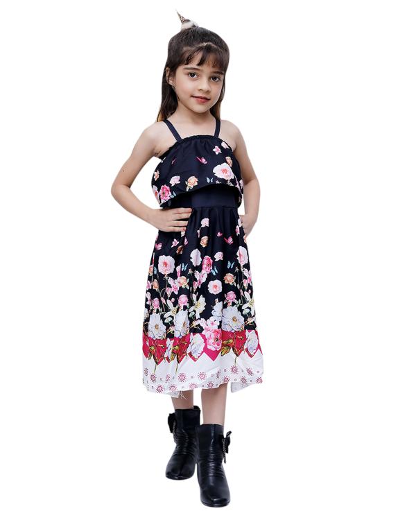 GO KIDS Blue Coat Collar Neck Crepe Blend Dress JioMart