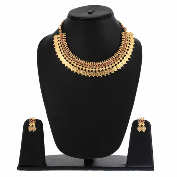 Zeneme GoldPlated Red Temple Coin Necklace and Hanuman Inspired Bangle