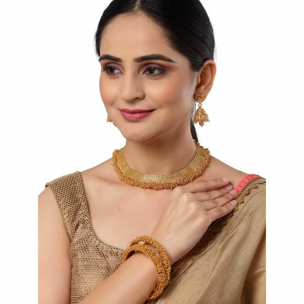 Zeneme GoldPlated Pearl Wedding Bridal Necklace Jewellery With