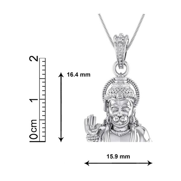 A Akshat Sapphire Pure Silver God Hanuman Pendant With Chain Suitable