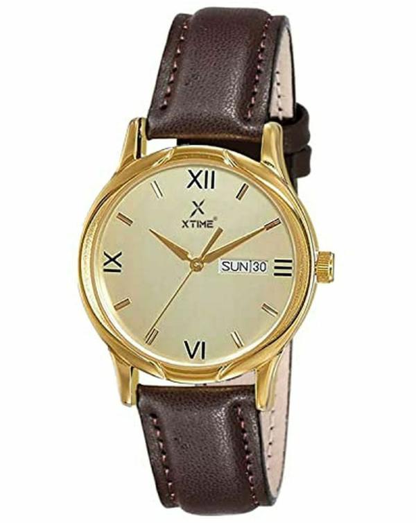 XTIME Analog Gold Dial Brown Strap Watch for Men & Boys JioMart