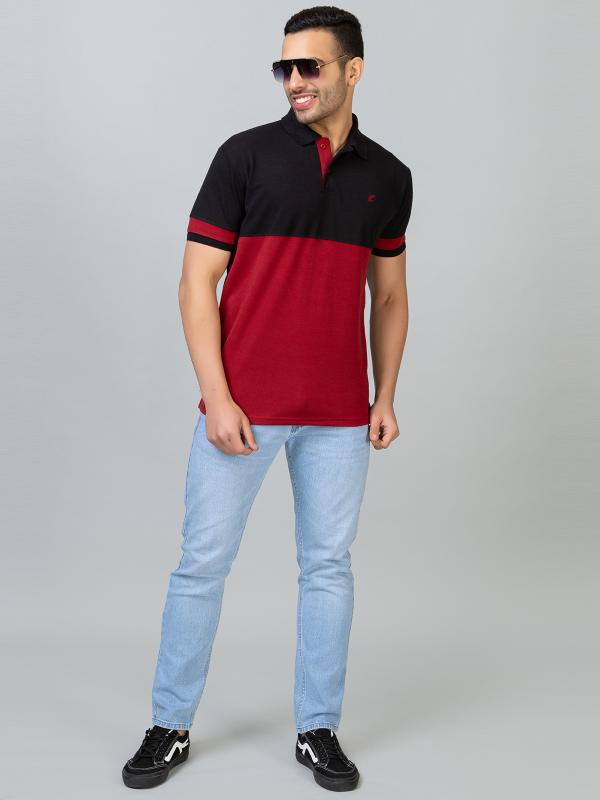 Ekom Men's Regular Fit Polo Shirt Half Sleeve Striped Polo T Shirt Colourblock Polo Tshirt