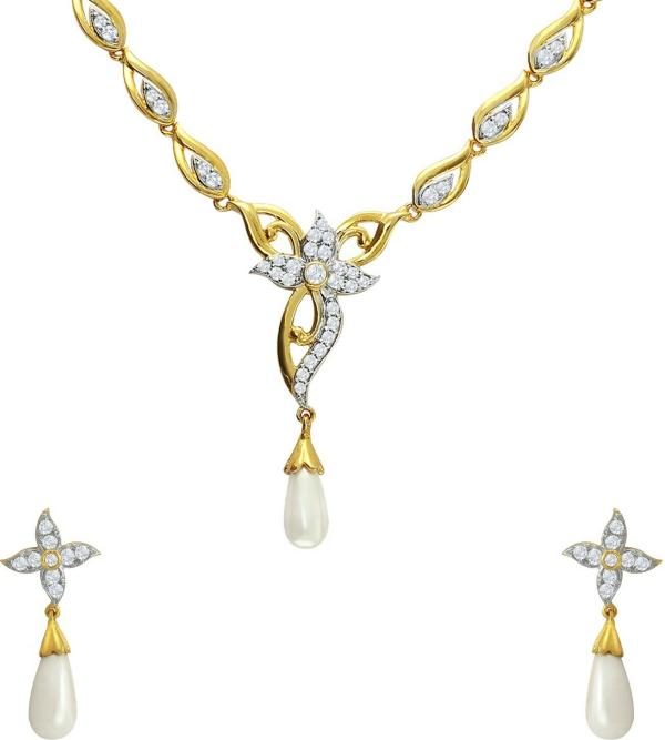 Mahi Women Gold Plated Alloy Jewellery Set (White) JioMart
