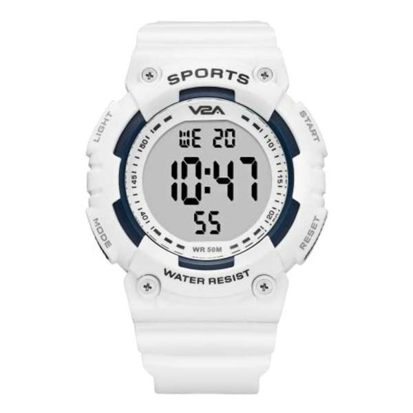 V2A Digital 5ATM Waterproof Classic White Sports Watch for Men and Boys