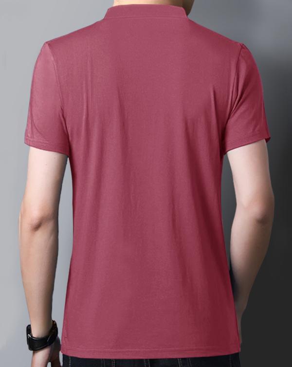 EYEBOGLER Men's Polo Neck Regular Fit Half Sleeves Colorblocked Pink T