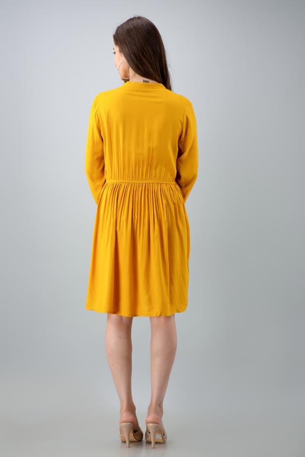 Pretty Loving Thing Women ALine Solid Mustard Mini Dress JioMart