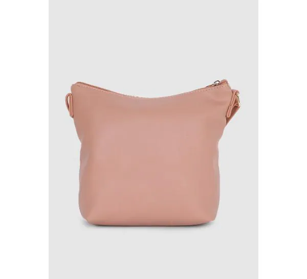 Baggit Women Pink Synthetic Structured Sling Bag With Minimal Chevron