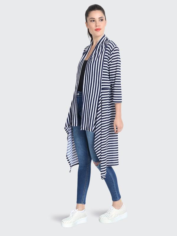 BuyNewTrend Women Navy Hosiery Long Shrug JioMart