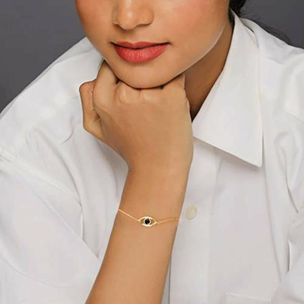 GIVA Sterling Silver Golden Raven Black Evil Eye Bracelet For Women