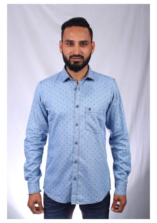 blue collars Men Slim Fit Geometric Print Cut Away Collar Casual Shirt