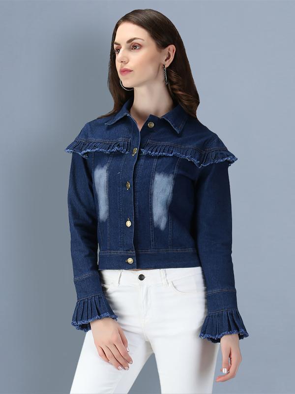 BuyNewTrend Women Dark Blue Denim Jacket JioMart