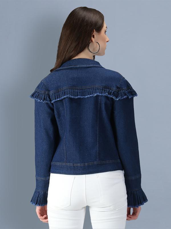 BuyNewTrend Women Dark Blue Denim Jacket JioMart