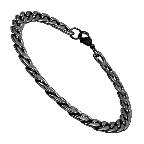 Nakabh Elegant Rope Linked Collection Black Polished Plated Stainless