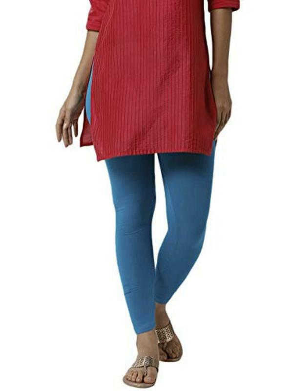 De Moza Women Teal Solid Viscose Ankle Length Leggings JioMart