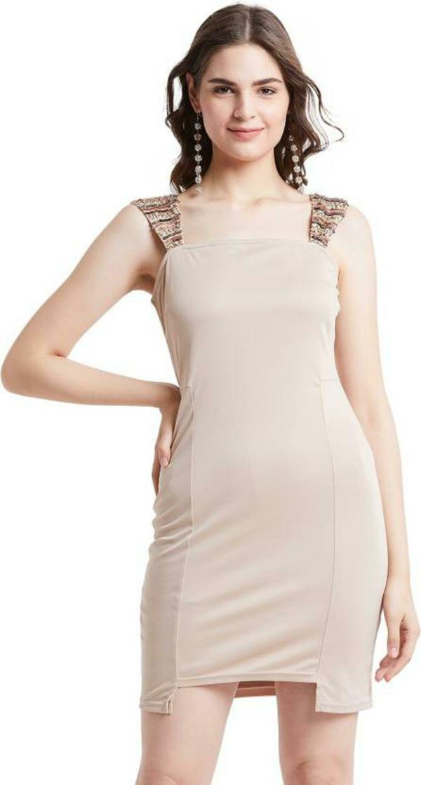 LY2 Women Bodycon Beige Dress JioMart