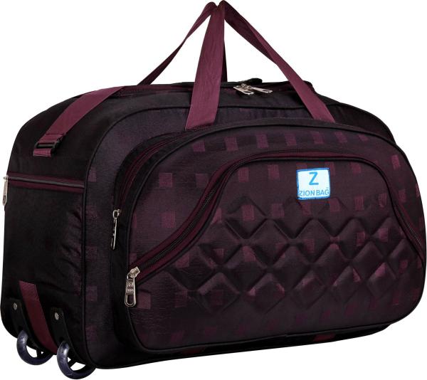 Zion Bag Purple Polyester Waterproof Strolley Duffel Bag With Roller