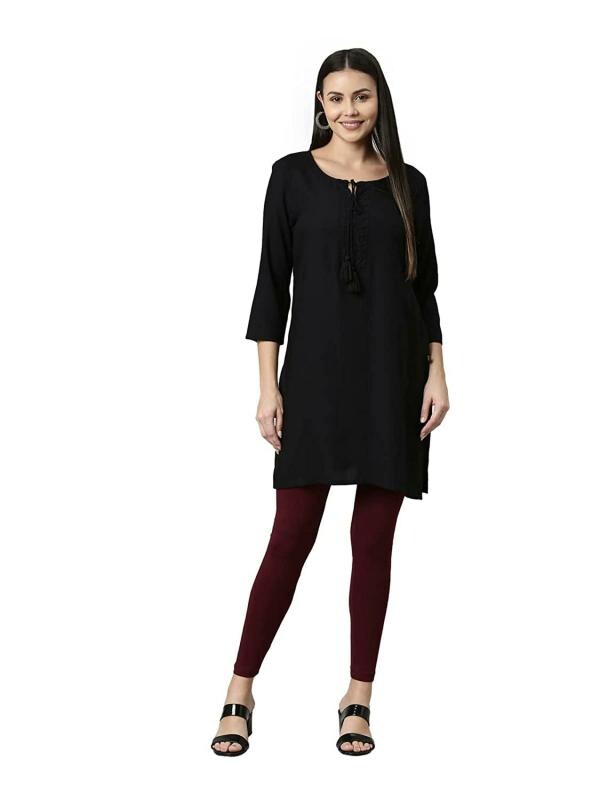 Go Colors Women Maroon Solid Stretch Leggings JioMart