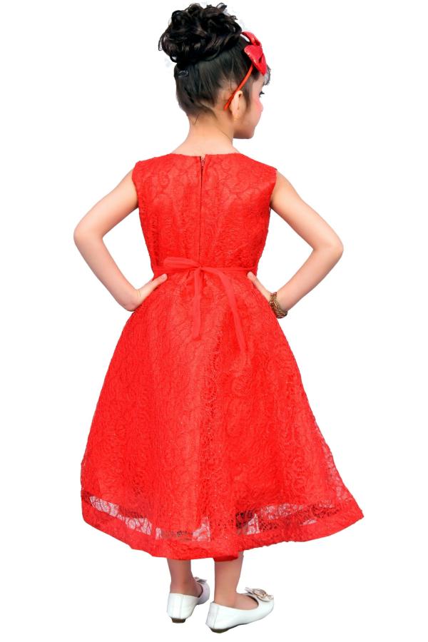 Arshia Fashions Girls Red Net Dress JioMart