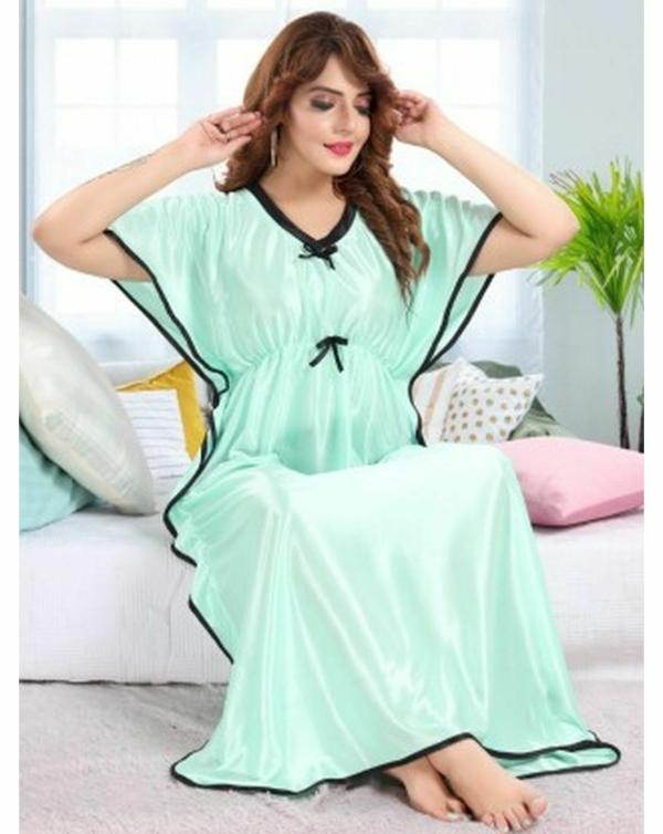 BAILEY SELLS Women Light Green Satin Blend Nighty Free Size Free