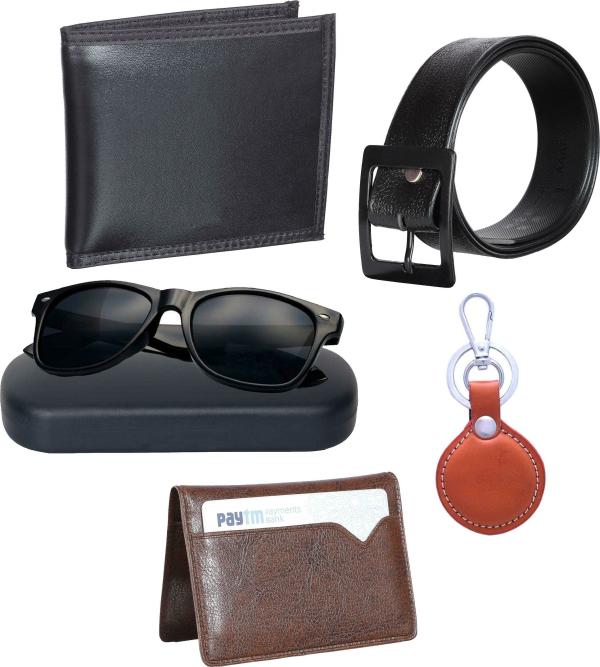 Mundkar Men Wallet,Sunglass,Card Holder,Belt And Keychain Combo JioMart