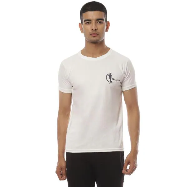 Gear Up White Round Neck Sports Tshirt Polyster JioMart
