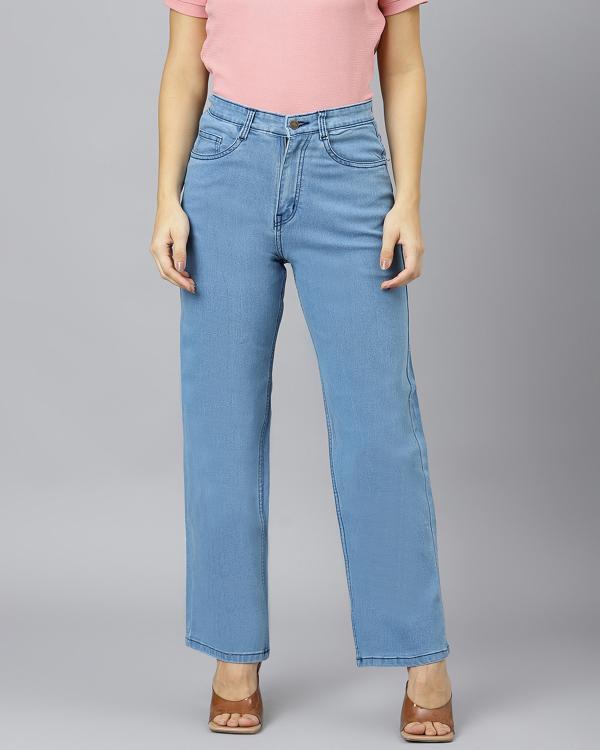 Guti Women High Rise Ankle Length Blue Flared Jeans JioMart