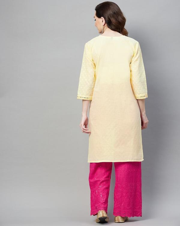 Aarika Women's Lemon Color Chikankari Kurti - JioMart