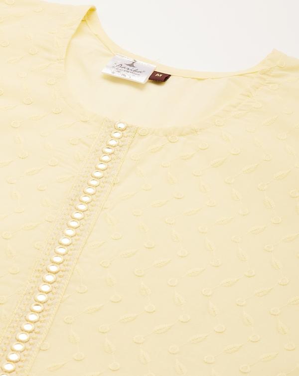 Aarika Women's Lemon Color Chikankari Kurti - JioMart