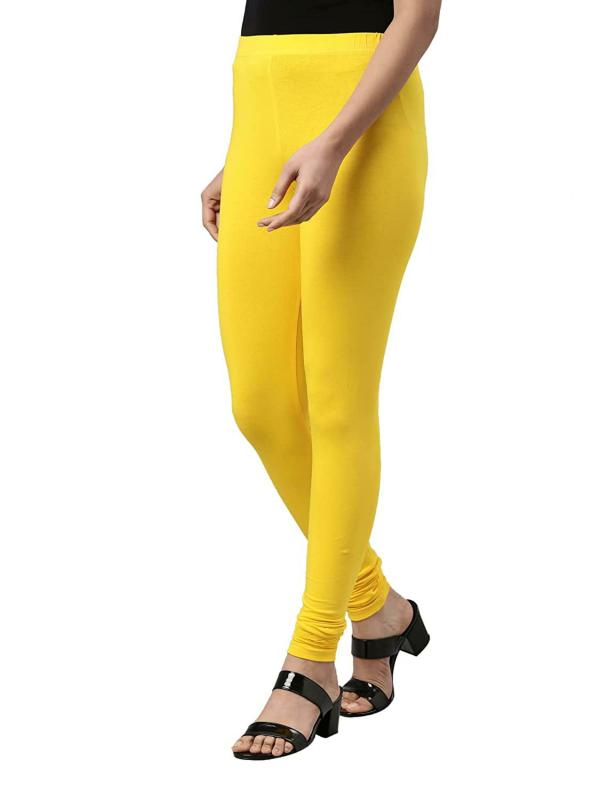 Go Colors Women Yellow Solid Stretch Leggings JioMart