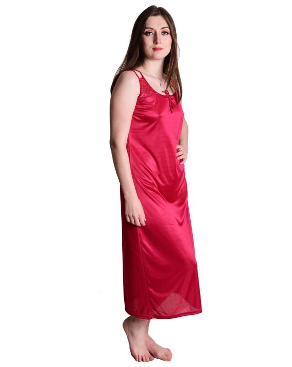 Women's Red Satin Nightwear Long Nighty JioMart