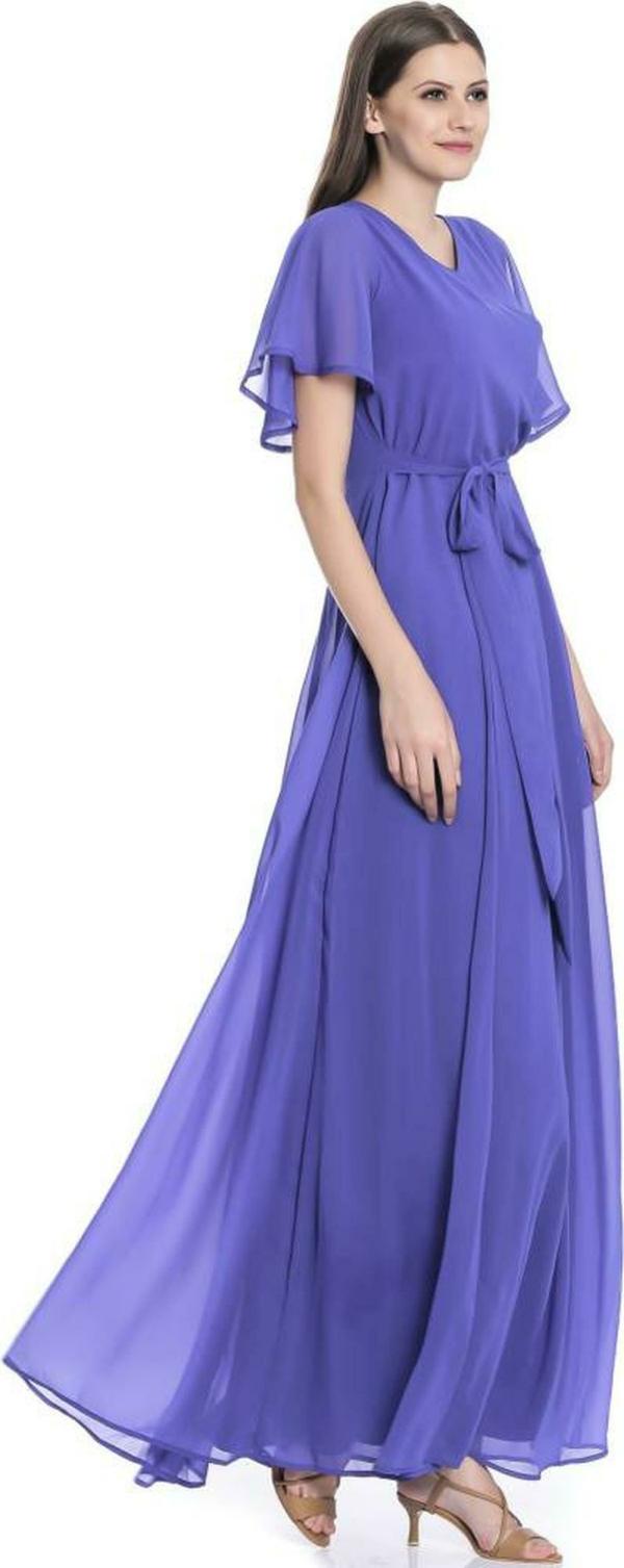 scenestealer Women Blue Solid Maxi Dress (XS) JioMart