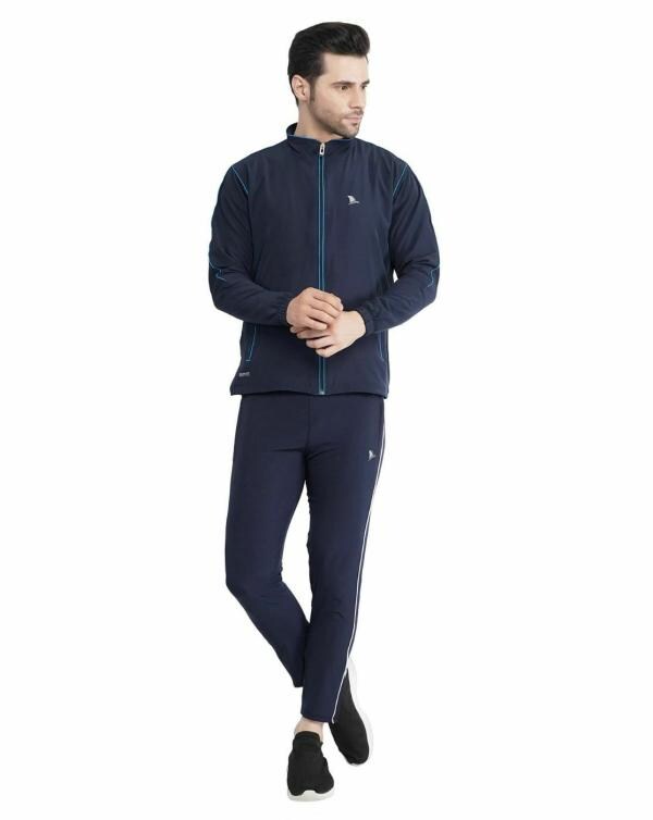 Navyfit Men Navy Blue Polyester Track Suit Set With Zipper Pockets (L