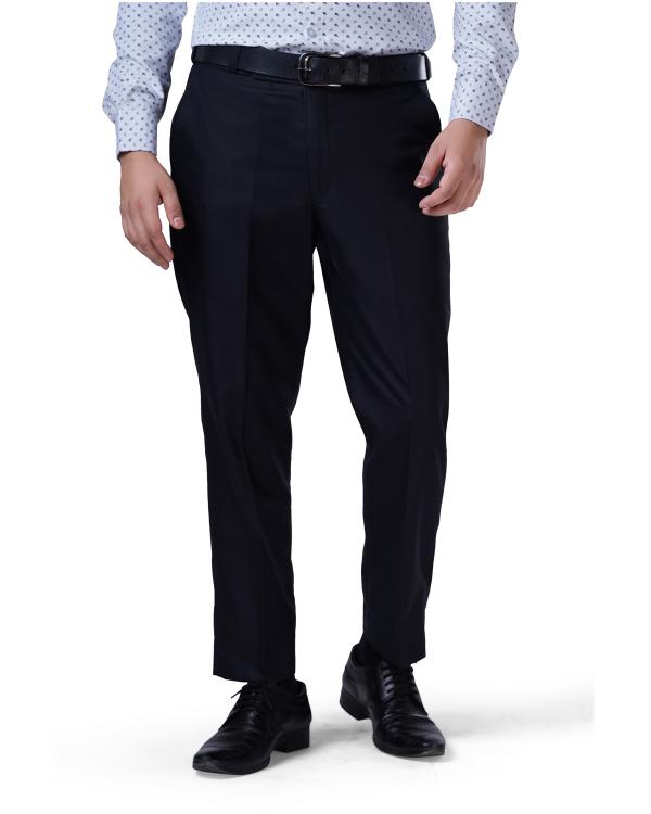 Charcoal Fashion Men's Regular Fit Solid Black Formal Trousers JioMart