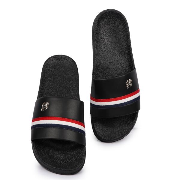 Simsan Stylish & Trendy Black Sliders for Men - JioMart