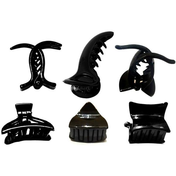 Yogillion Black Plastic Butterfly Hair Clutches and Clips for Women and