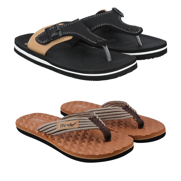 Birde Men's Slippers Combo of 2 (Black, Tan) JioMart