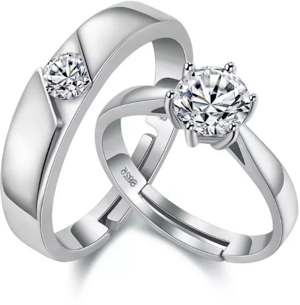 Nilu's Collection 925 Sterling Silver Plated Adjustable Couples Ring