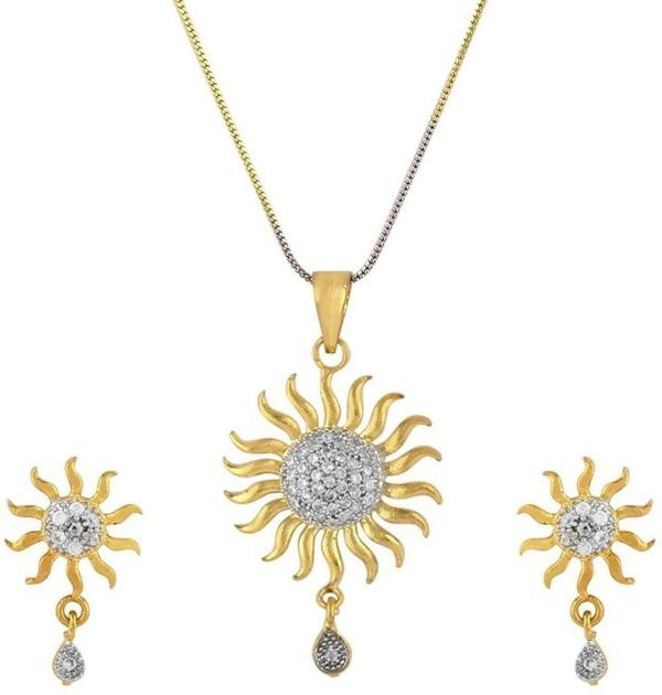 JSD GoldPlated Metal Earring and Necklace Set (Gold) JioMart