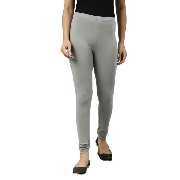 Go Colors Women Grey Solid Stretch Leggings JioMart