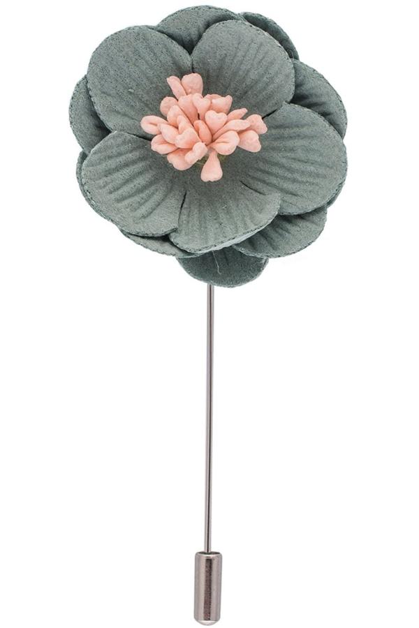 The Tie Hub Satin, Metal and Fabric Green Lotus Lapel Pin (Men) JioMart