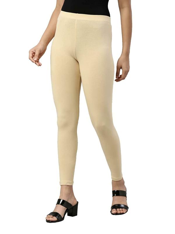 Go Colors Women Beige Solid Stretch Leggings JioMart